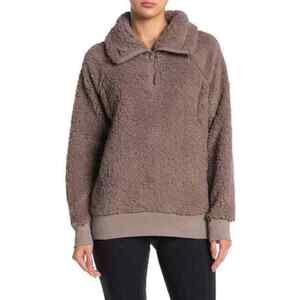 Z By Zella Women's Power Up Cozy Soft Faux Shearling Pullover In Grey Size M